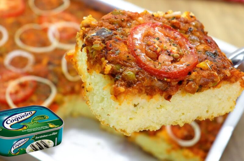Como fazer pizza de liquidificador de sardinha super fácil