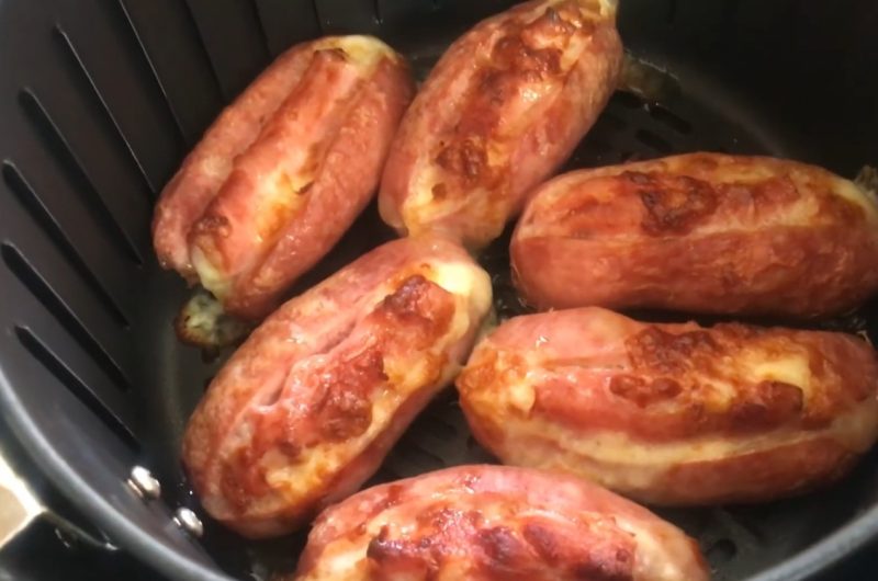 Receita de Linguiça recheada na airfryer suculenta Como fazer Linguiça recheada na airfryer